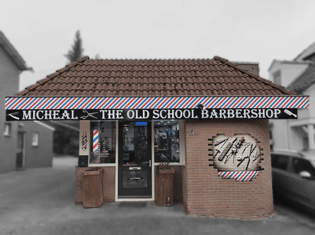 bedrijfsreclame, signklus, sign, gevelbelettering, pand sticker, barber, the old school barbershop, bedrijfsbelettering, signklus, twente,