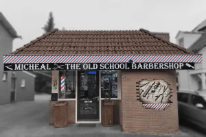 bedrijfsreclame, signklus, sign, gevelbelettering, pand sticker, barber, the old school barbershop, bedrijfsbelettering, signklus, twente,